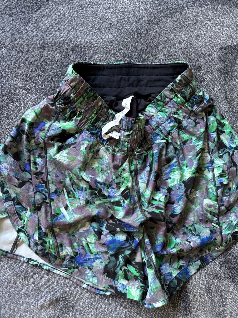 Lululemon Floral Green & Blue Athletic Shorts